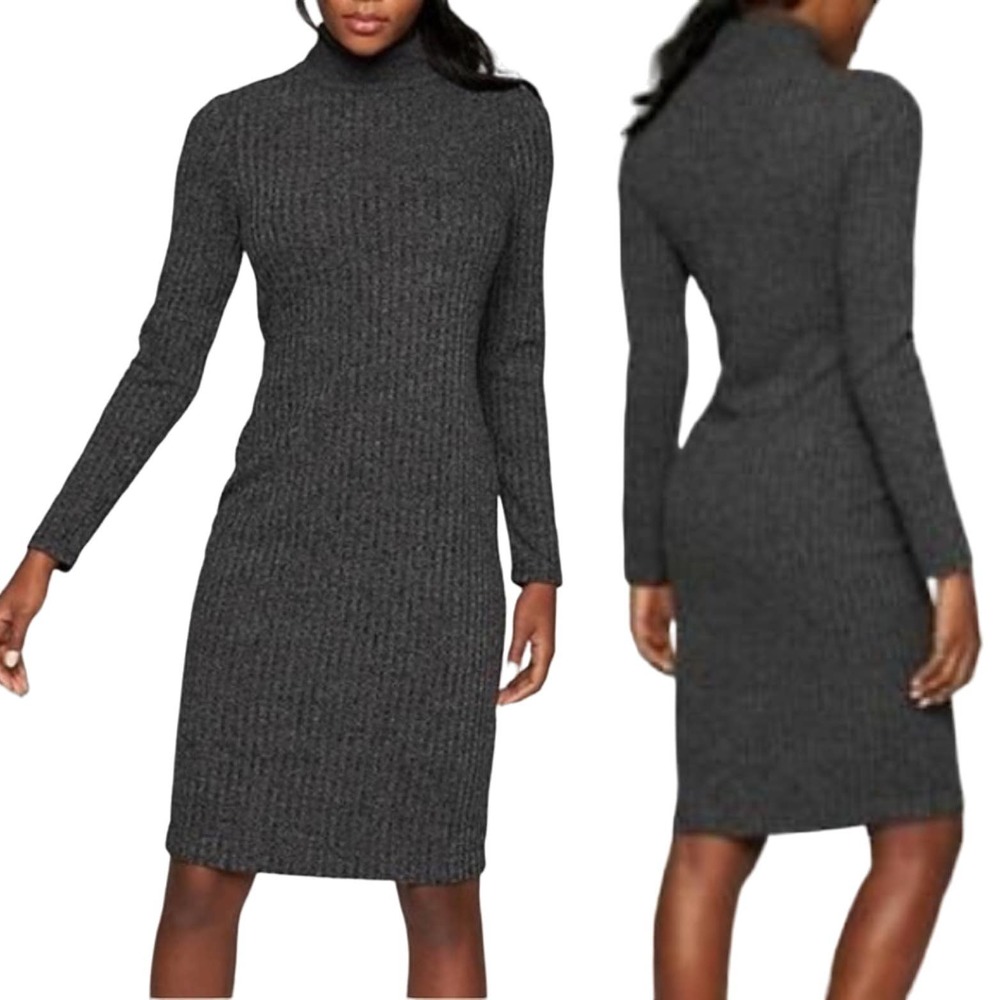 Athleta Charcoal Ribbed Mini Dress